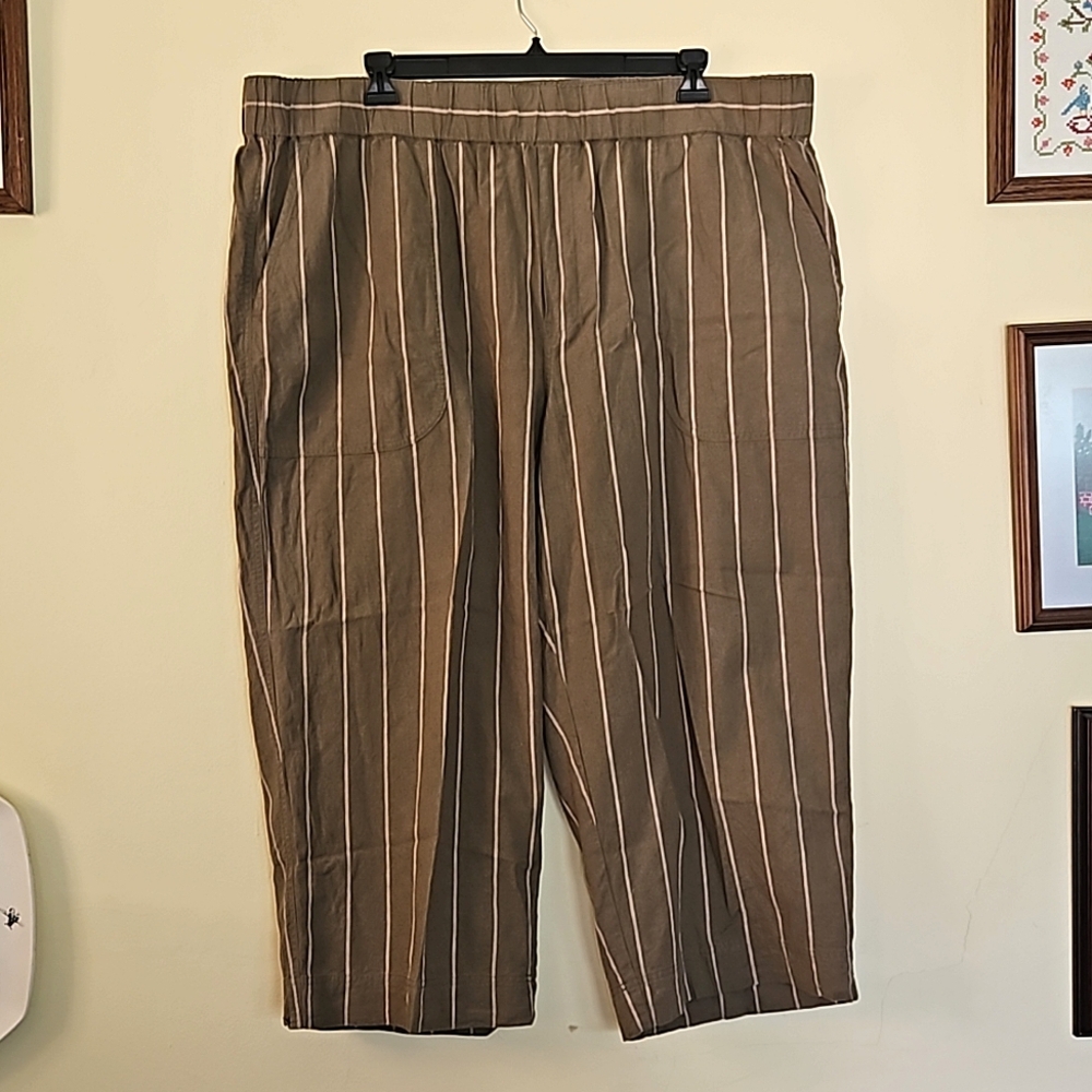 Madewell Striped Linen Pull-on Pants Size 3X